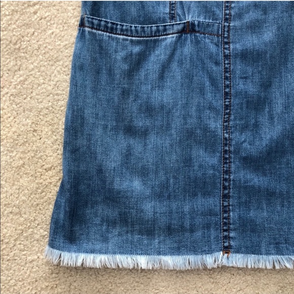 Denim Patchwork Shift Dress With Frayed Hem - Picture 4 of 4